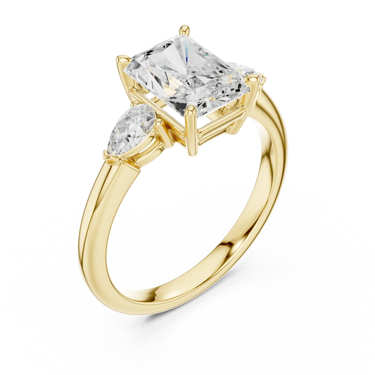 Flanked Radiance Diamond Ring